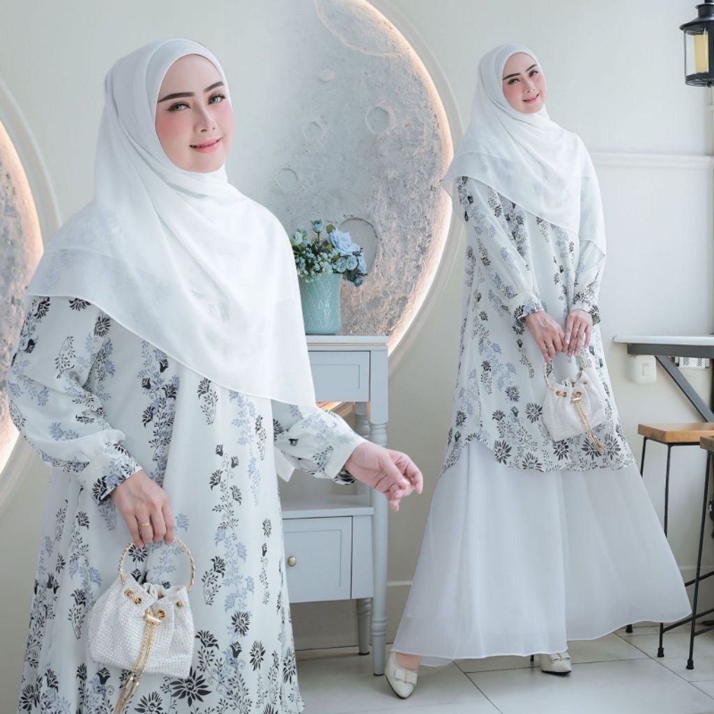 LORA DRESS SET SCARF BY ARSY HIJAB Gamis set Hijab segiempat