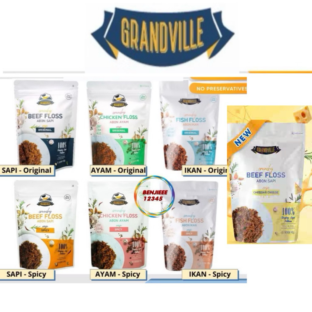 

Original Grandville Abon Sapi Ayam ikan fish floss original spicy 100g MPASI Bayi crunchy Beef Chicken Abon Grand Ville anak anak dewasa cheddar cheese