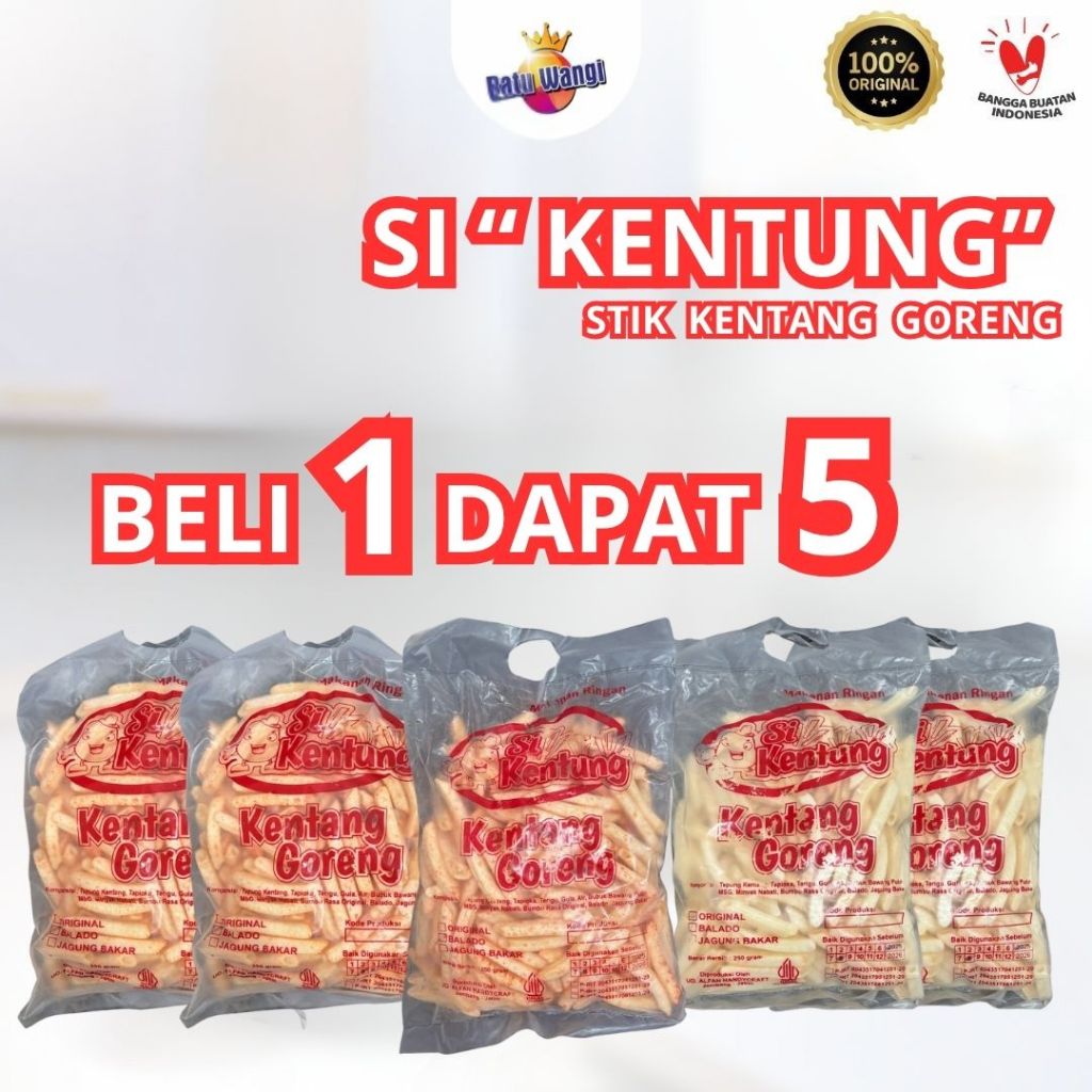 

Makanan ringan kerupuk stik kentang goreng si KENTUNG beli 1 dapat 5