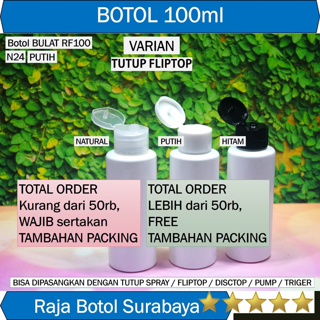 Botol Hand Sanitizer 100ml FLIPTOP Botol Fliptop 100ml Botol Plastik Fliptop 100ml untuk Kosmetik Sa