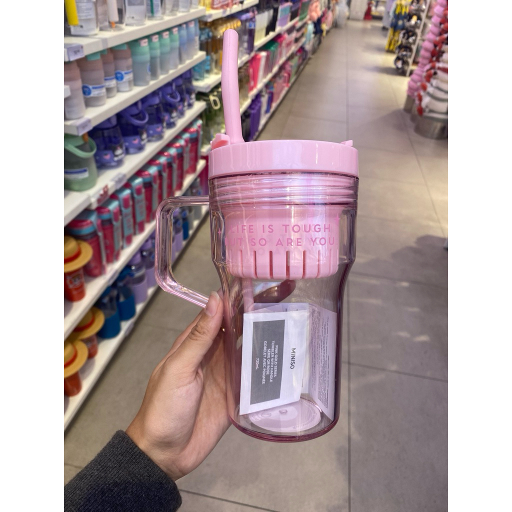 Miniso - Pink Gold Series Tumbler With Handle 720ml