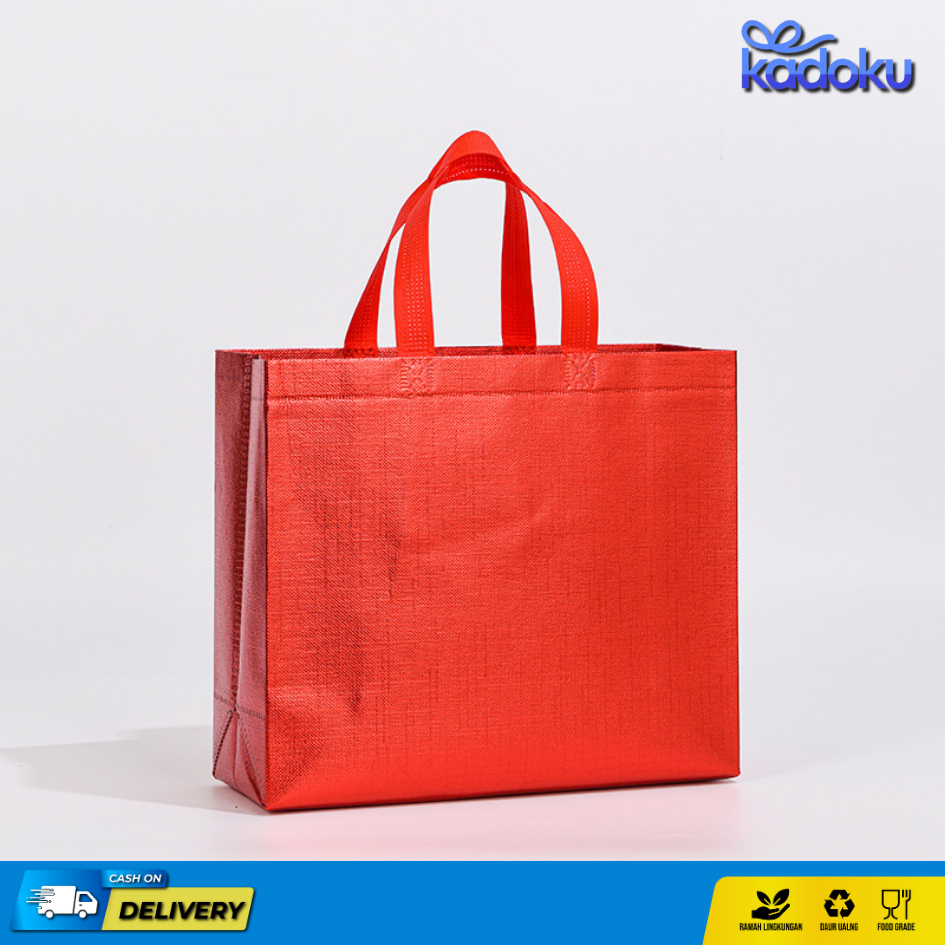 Tas Belanja / Tote Bag Spunbond Kain Motif Premium/ Tas Nasi Box / Tas Hajatan Kotak Nasi Spunbond