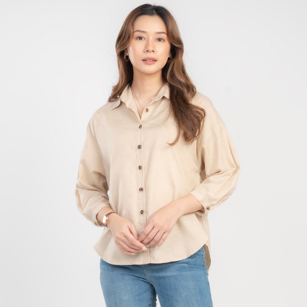 Flamoush Ernita Khaki Kemeja Oversize Wanita