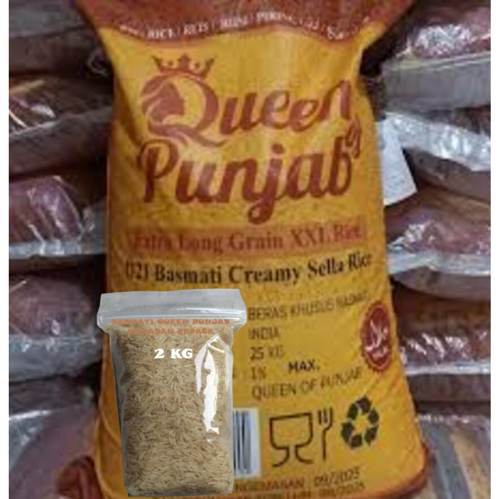 

Beras Basmati Queen Punjab 1121 Basmati Creamy Sella Rice Kemasan Repack 2 kg
