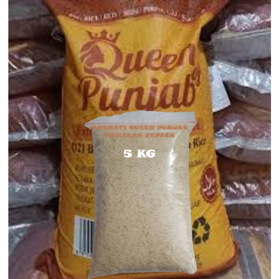 

Beras Basmati Queen Punjab 1121 Basmati Creamy Sella Rice Kamasan Repack 5kg