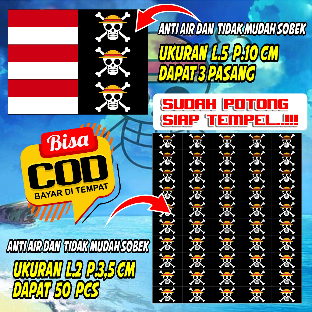 

Paket Stiker Bendera Merah Putih & Onepiece | Stiker Hias