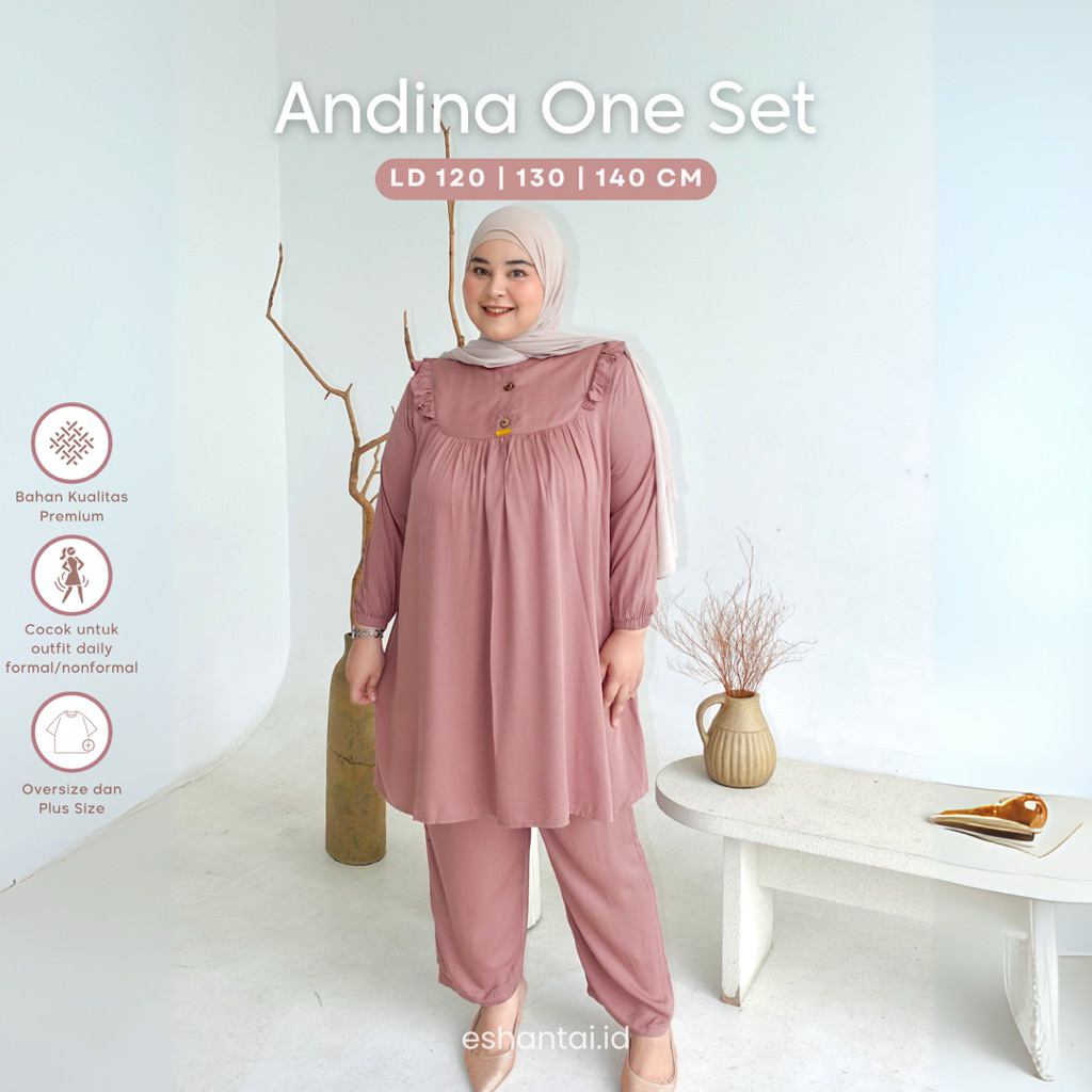 Andina L-4XL LD 140 130 120 Oneset Best Seller Jumbo  | Setelan Bahan Rayon Twill Premium Adem & Nya