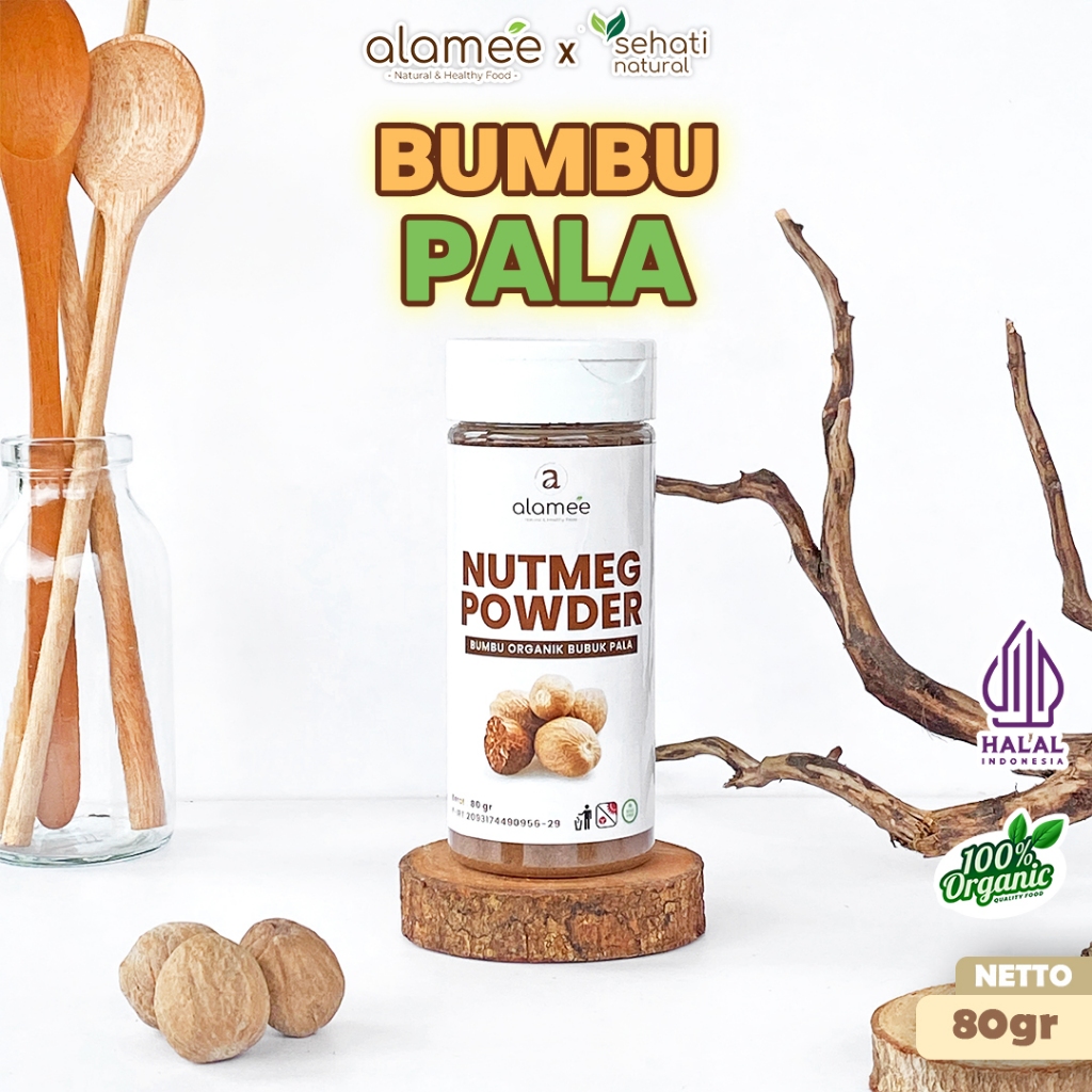 

ALAMEE Bumbu Dapur Pala Bubuk Nutmeg Seasoning Powder Rempah Murni Asli Tanpa Campuran Organik 80g