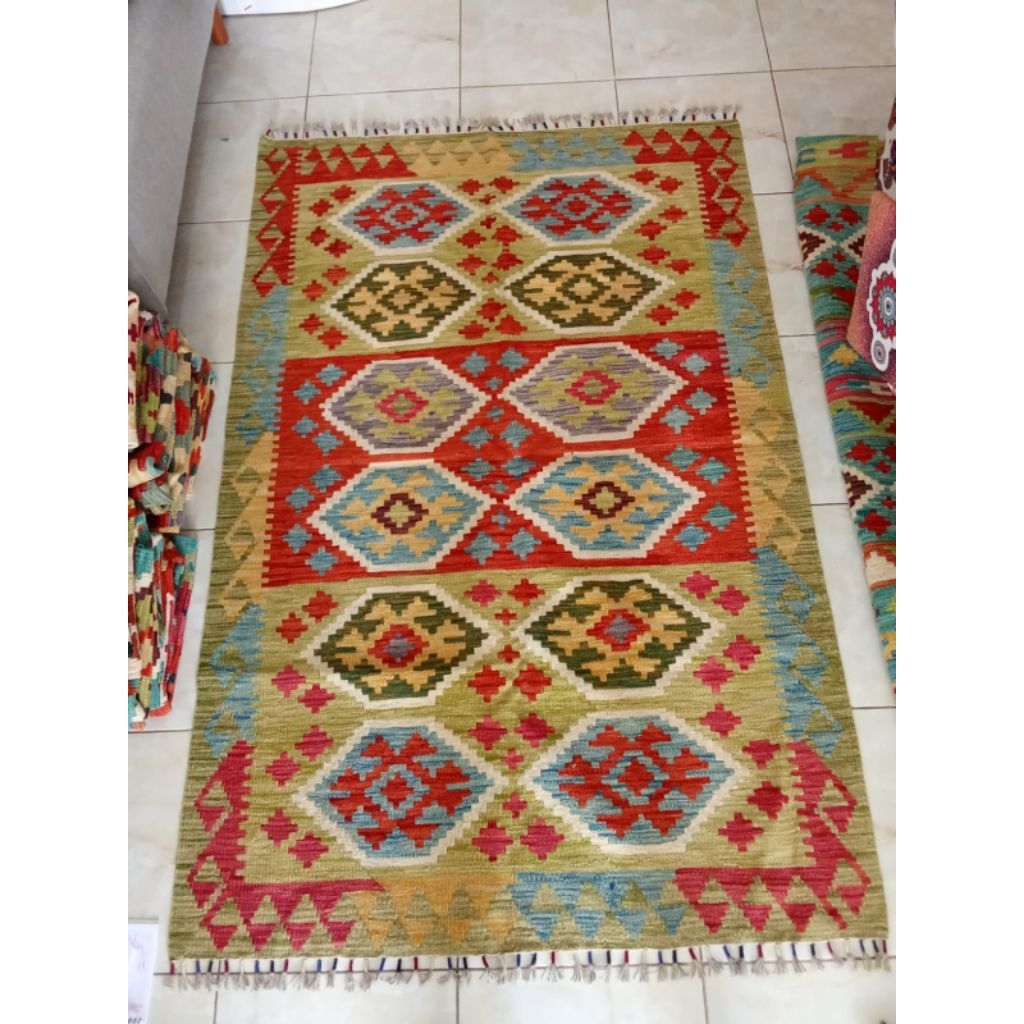 B41 KILIM TURKI 100% HANDMADE 182x122cm / KILIM KARPET TURKI ORI LIMITED