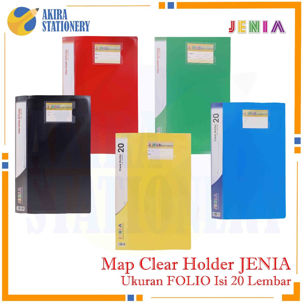

Map Clear Holder Folio JENIA 20 Polos Folio / Album Plastik Pocket Polos 20 lembar F4 Warna ( PCS )
