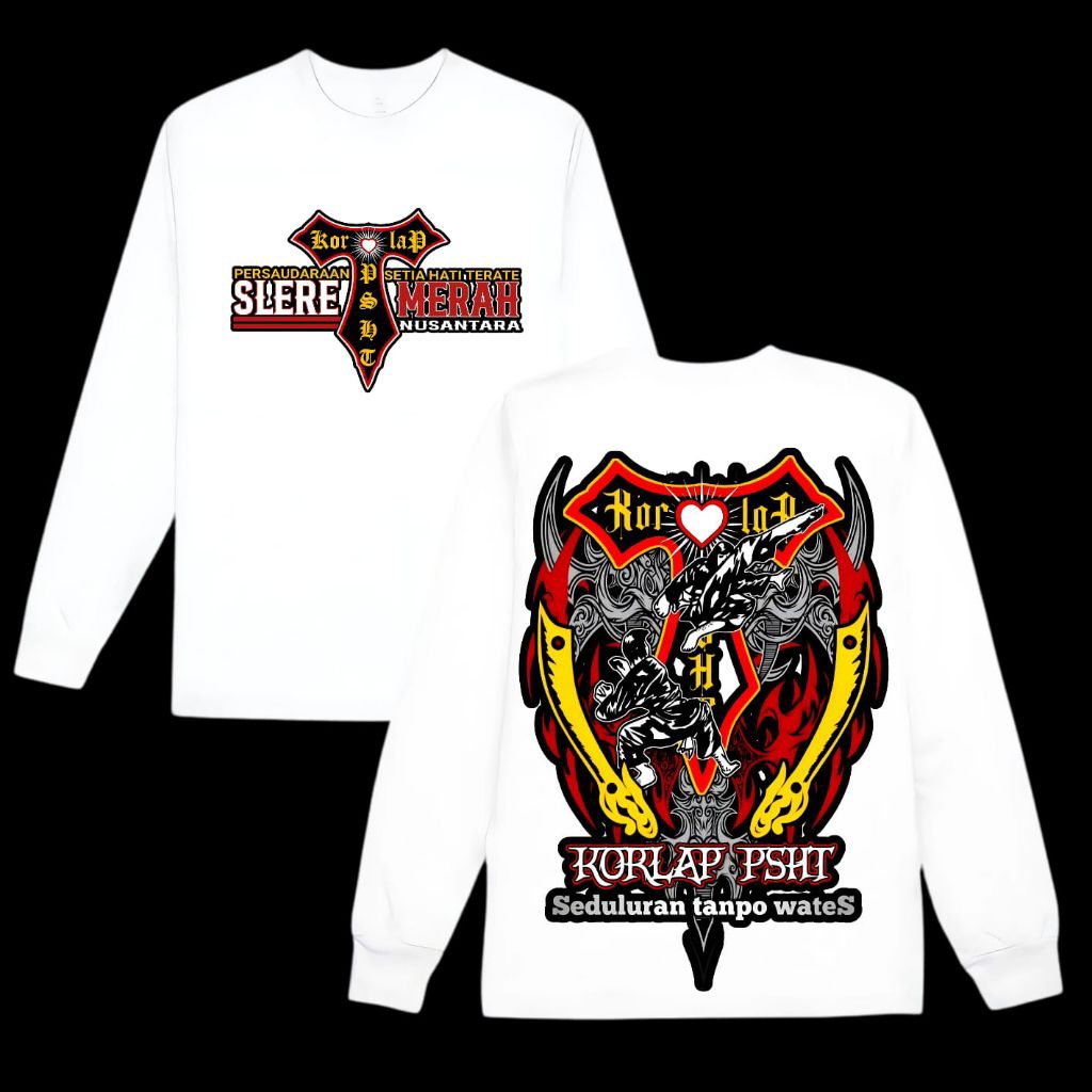 Promo Longsleeve Korlap SlereT Merah Nusantara Cotton Combed Warna Putih