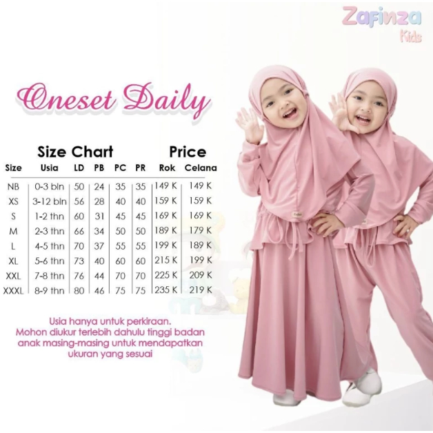 ONESET DAILY KIDS PANTS BY ZAFINZA