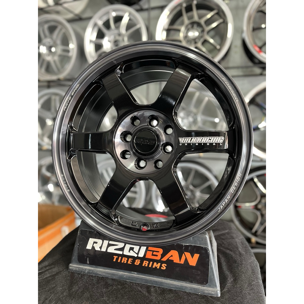 velg te37 r16 black glossy lebar 7 et 42 kondisi baru