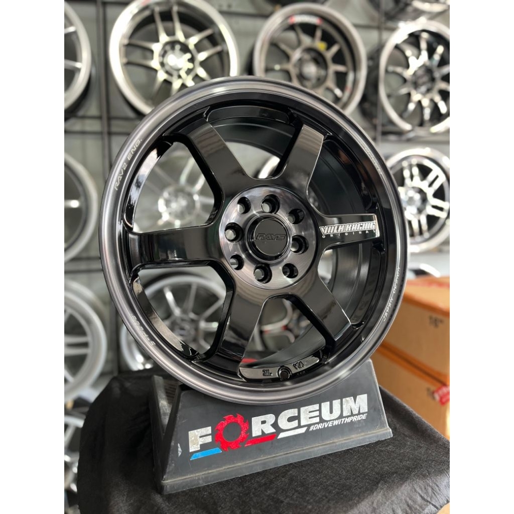 velg te37 r16 black glossy lebar 7 et42 kondisi baru