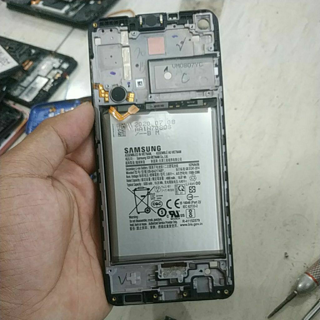 frame plus baterai bekas original Samsung a21s a217f