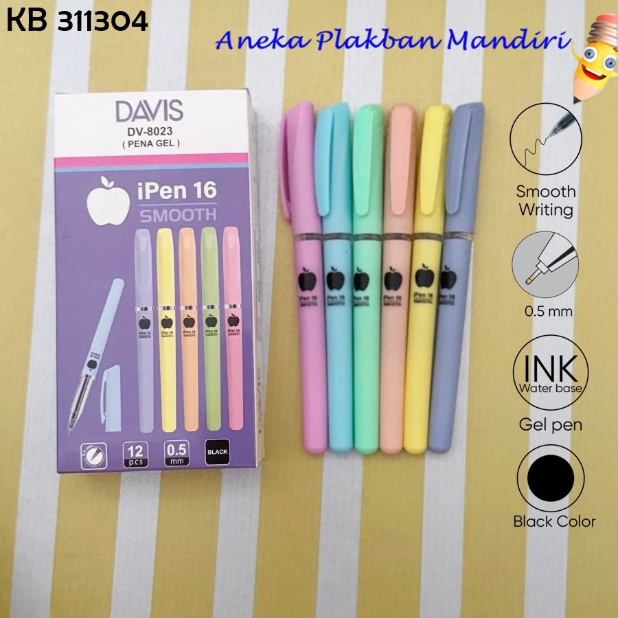 

[BOX/12PCS] DAVIS GEL PEN DV-8023 WARNA PASTEL