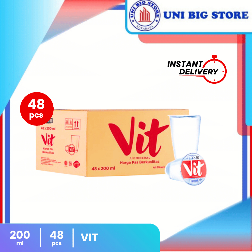 

Vit Air Mineral 200 ml x 48 pcs Gelas DUS