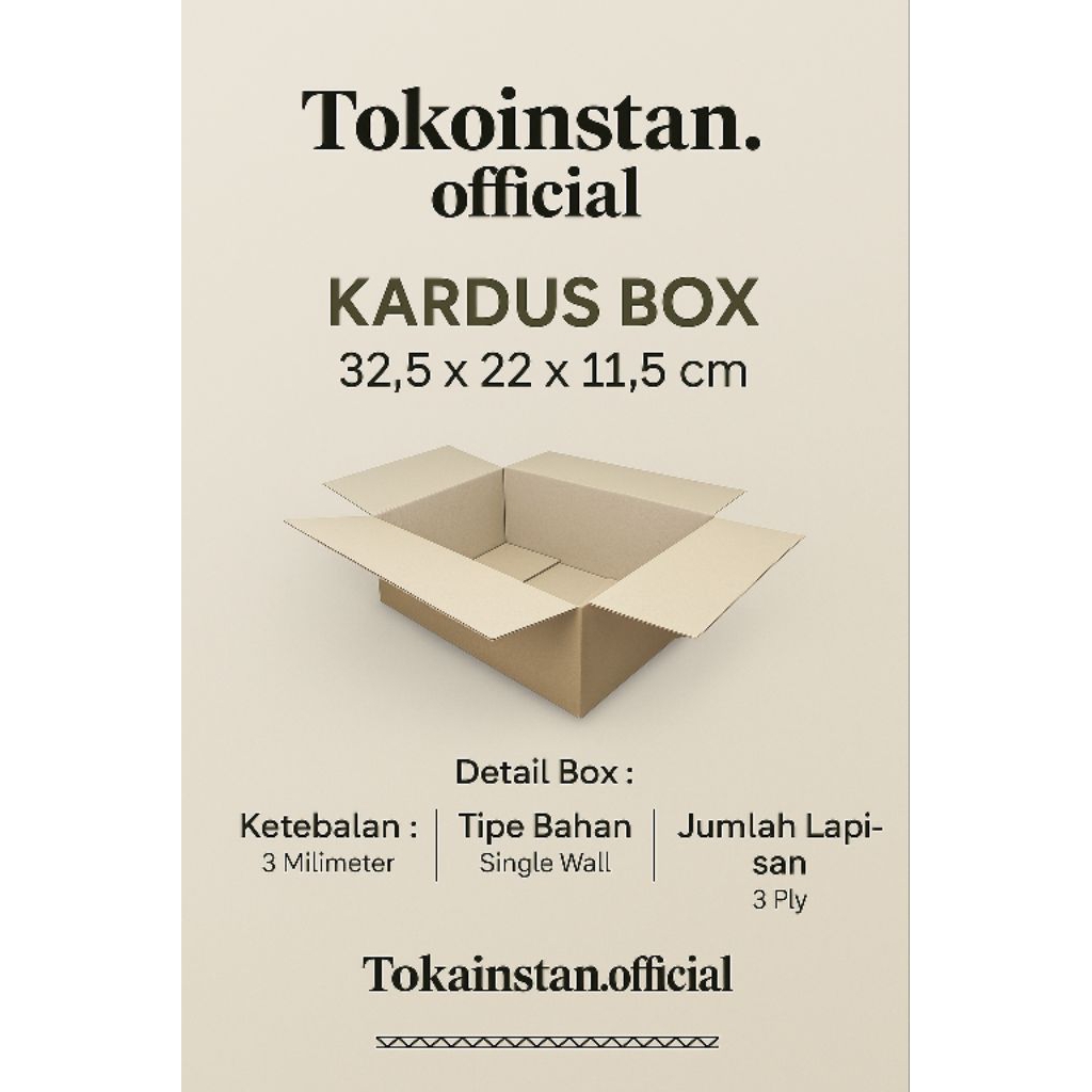 

Kardus Box 32,5 x 22 x 11,5 cm | Tebal 3mm Single Wall 3 Ply | Kardus Packing & Pengiriman