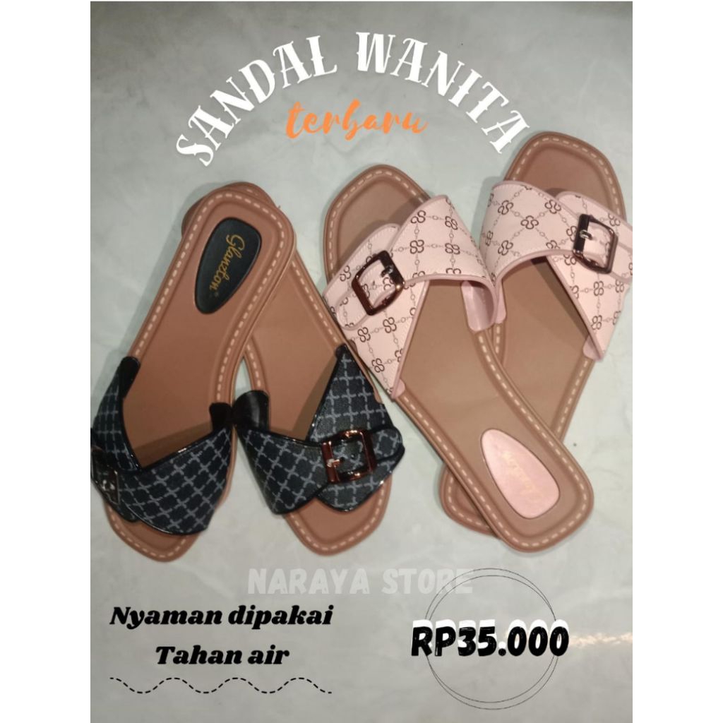 SANDAL FLAT WANITA|SANDAL ANTI AIR ANTI SLIP|Naraya store|
