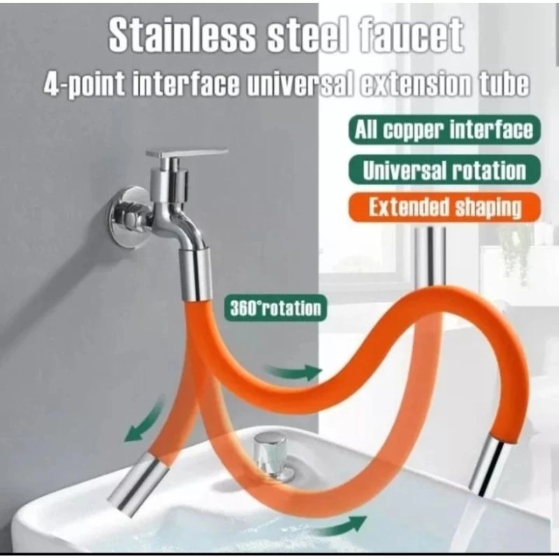 Selang Kran Air Fleksibel Sambungan Kran Air Putar 360° Universal / Selang Fleksibel Kran Air