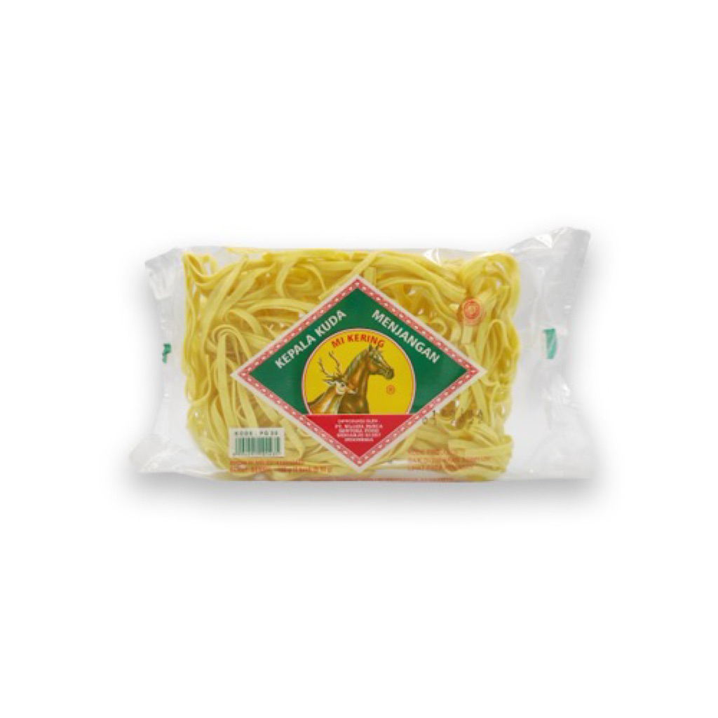 

Mie Kepala Kuda Menjangan / Mie Kering Kuning Pipih Ekonomis