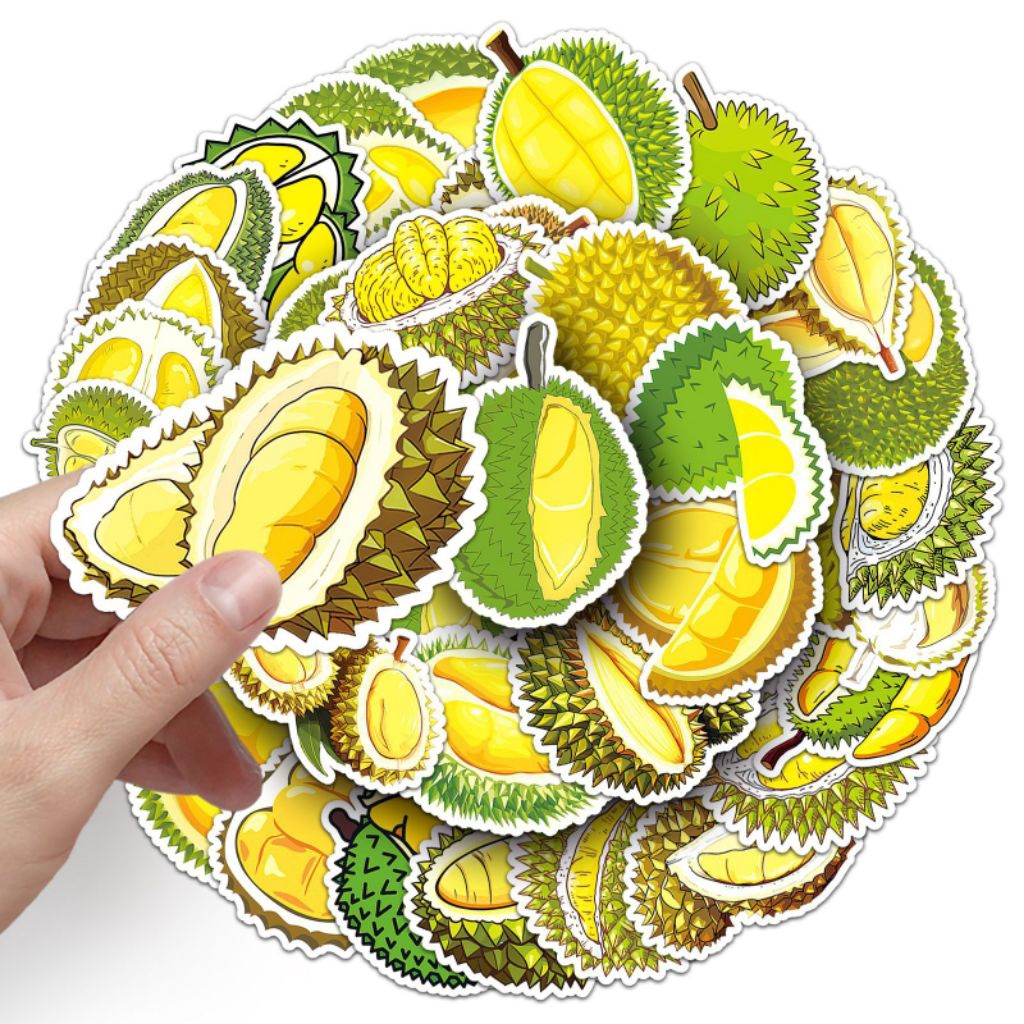 

[50 Pcs] DECO STICKER | STICKER DIY | JURNAL AESTHETIC [DS-131] DURIAN FRUITS BUAH-BUAHAN SAYURAN Sticker Koper, HP Laptop Tumbler Komputer