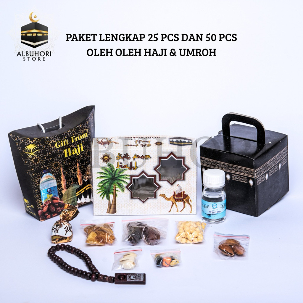 

Paket souvenir Oleh Oleh Haji Umroh Lengkap Isi premium air zamzam 50pcs dan 25pcs
