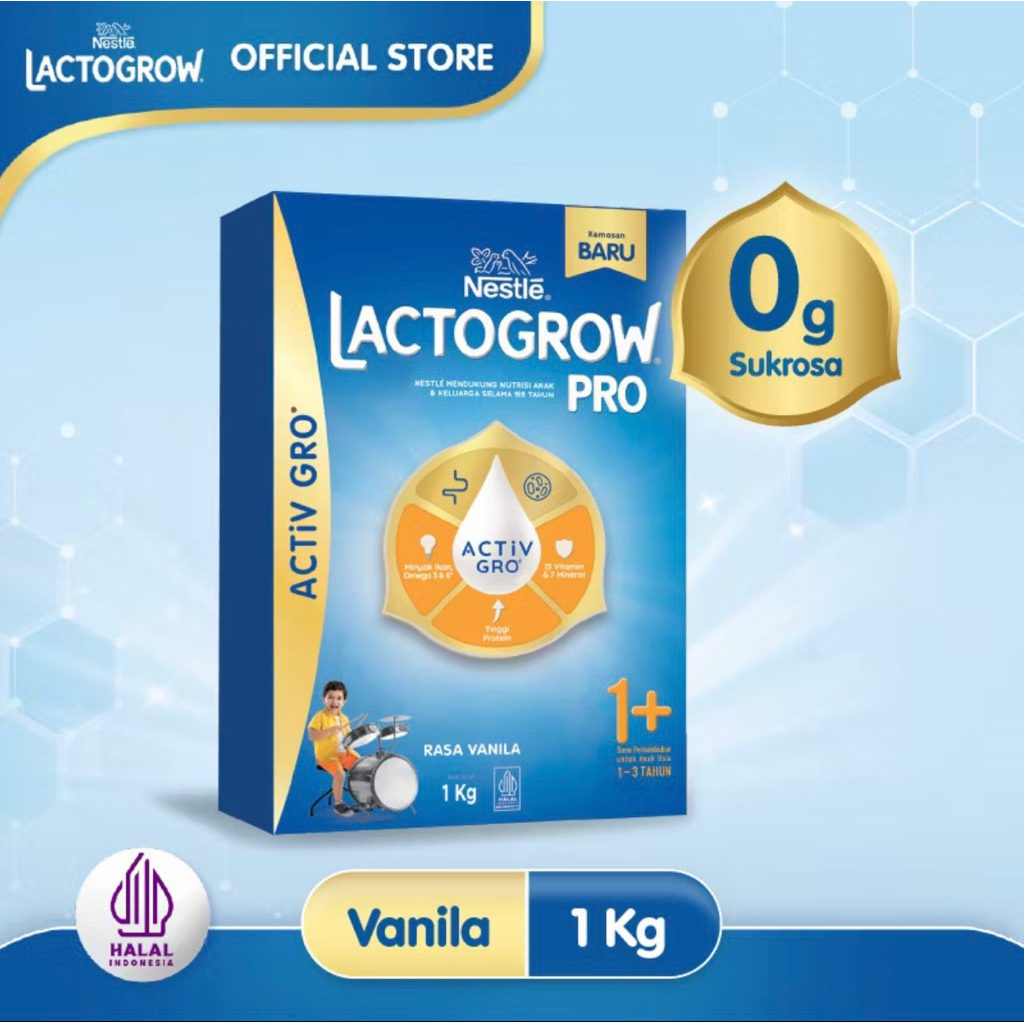 

lactogrow pro 1+ rasa vanila 1000gr 1kg susu formula lactogrow