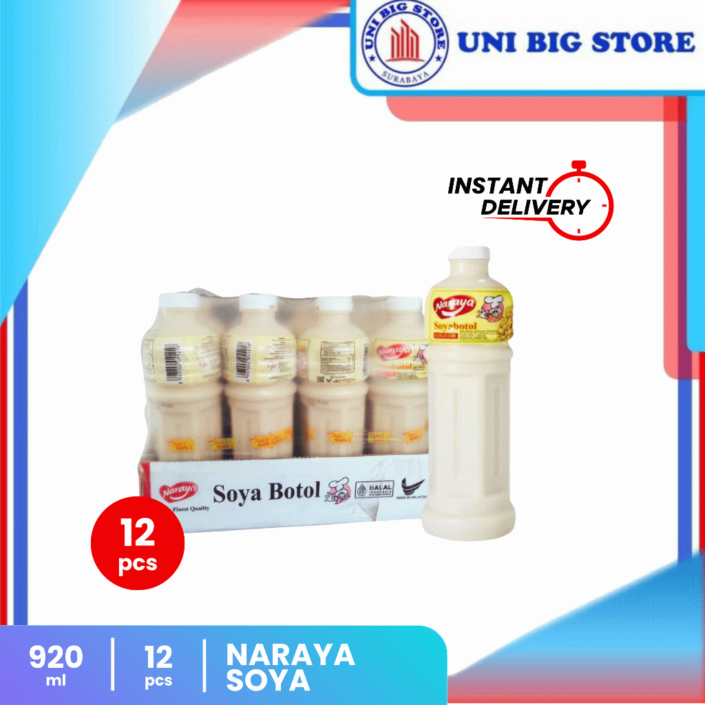 

Naraya Soya Botol Minuman Susu kedelai 920 ml x 12 pcs Soy Bean Milk DUS
