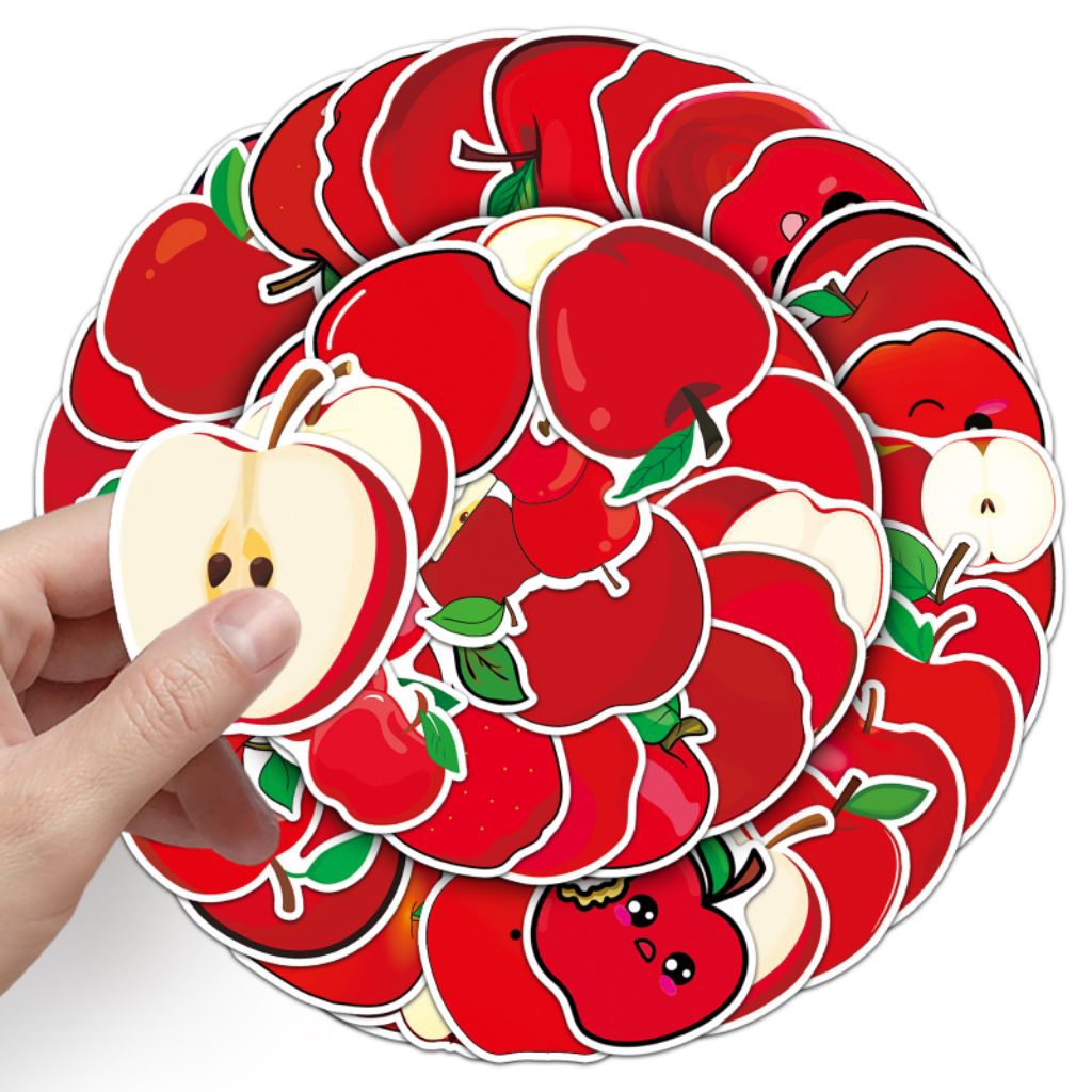

[50 Pcs] DECO STICKER | STICKER DIY | JURNAL AESTHETIC [DS-120] APPLE APEL FRUITS BUAH-BUAHAN SAYURAN Sticker Koper, HP Laptop Tumbler Komputer