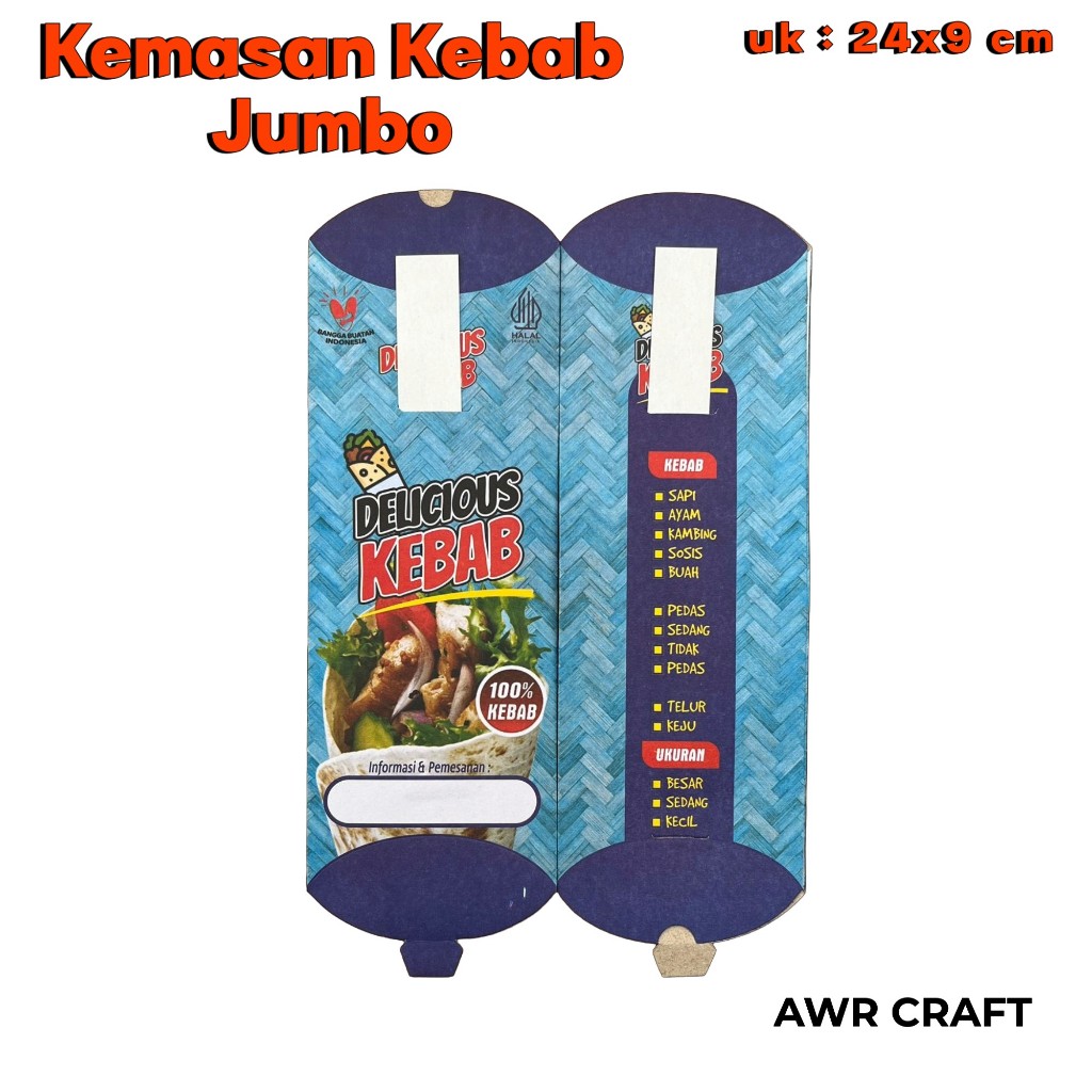 

Dus Kebab UKuran 24x9 cm Isi 100 Pcs / Wadah Kebab / Kertas Kebab / Kemasan Kebab