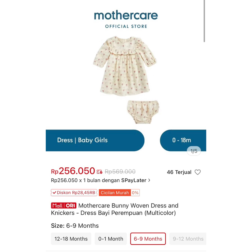 Mothercare Dress Bayi Perempuan Cream Preloved