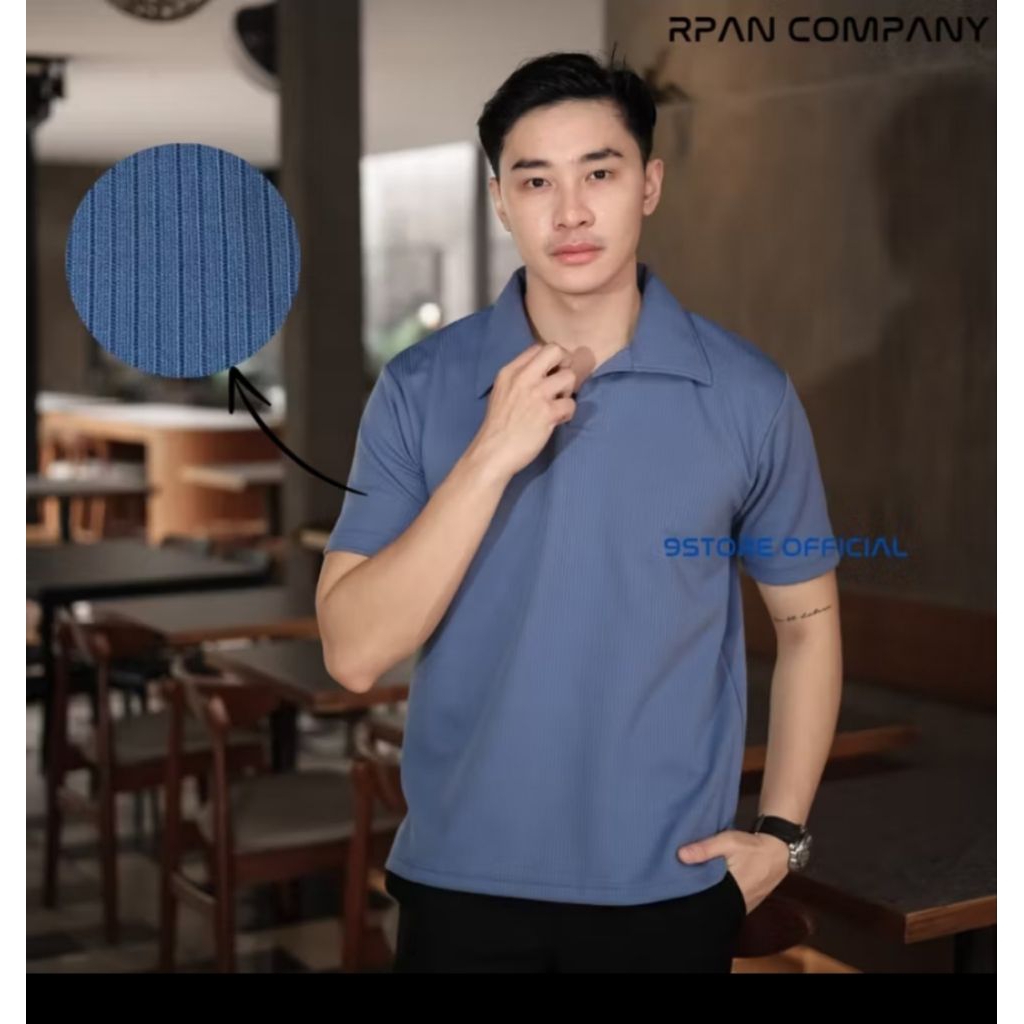 Polo Knit Pria / Korean Knit Baju Polo Berkerah Motif Garis Garis Pria Premium /