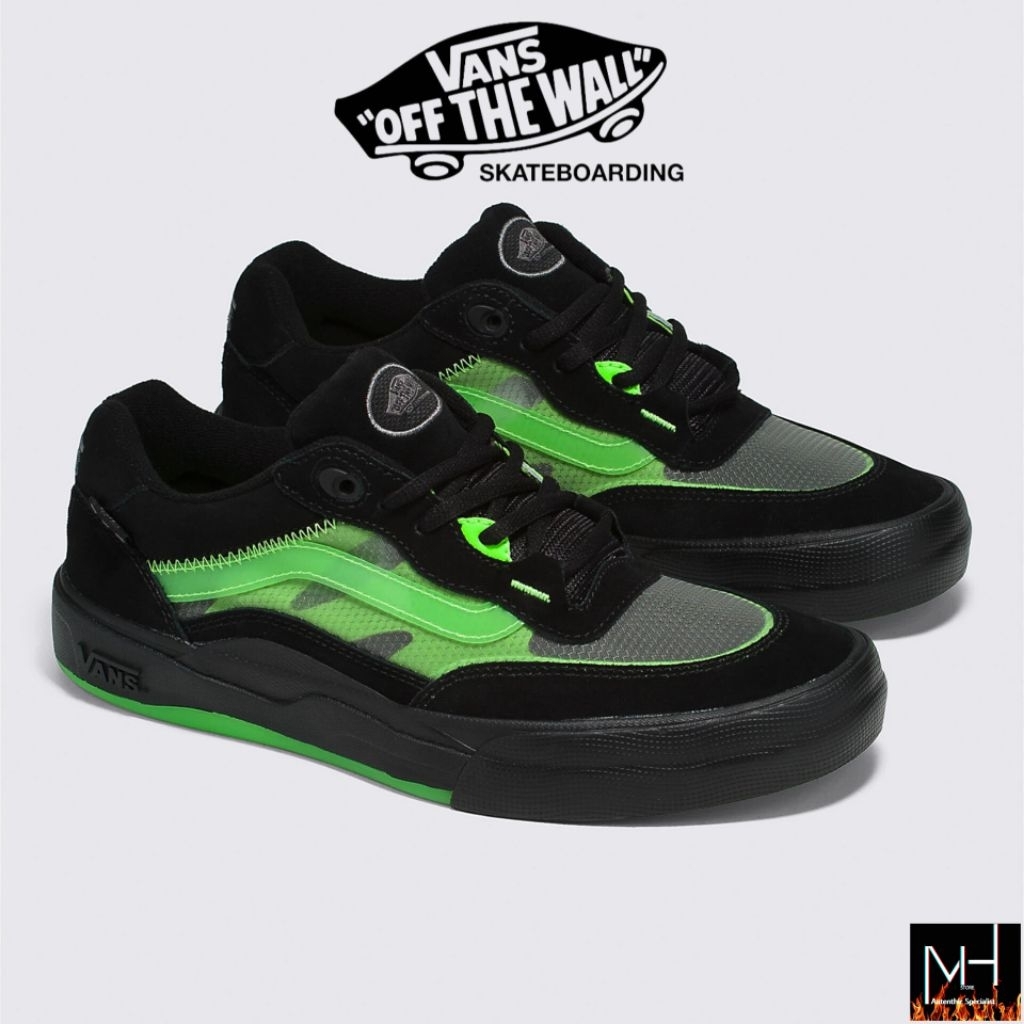 Vans Wayvee Skateboarding Glow skulls Green Black Original 100%