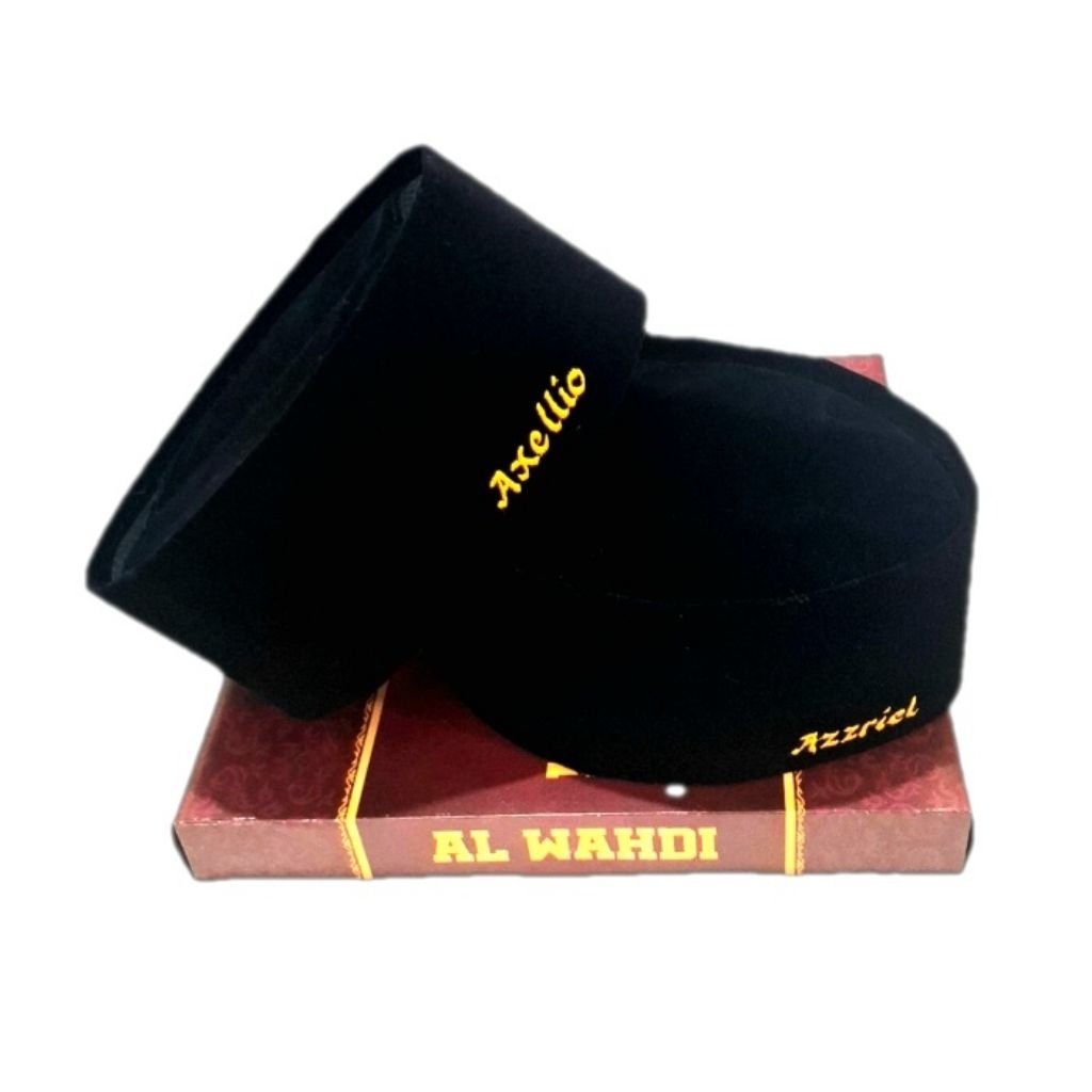 Peci Songkok Hitam Polos Custom Bordir Nama Anak Dan Dewasa