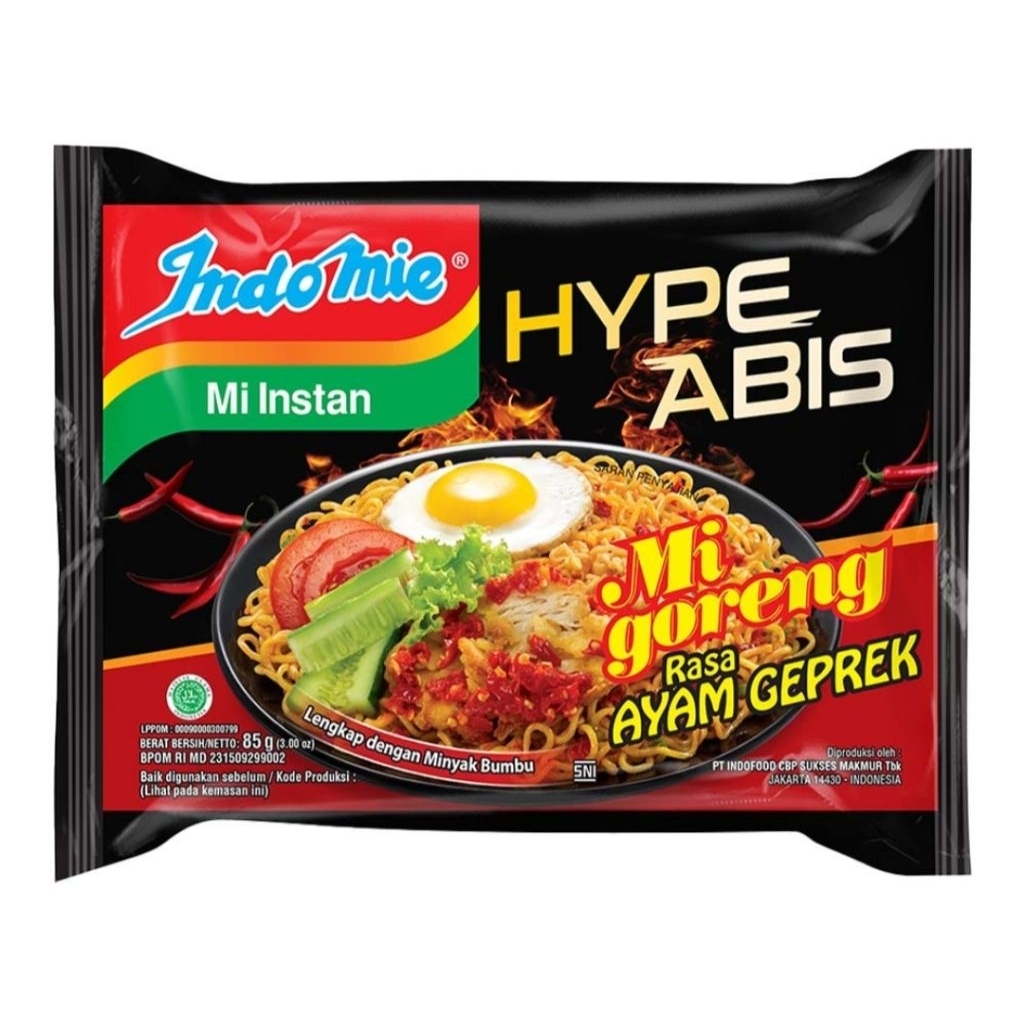 

Indomie Hype Abis Mi Instan Mie Goreng Ayam Geprek 85g
