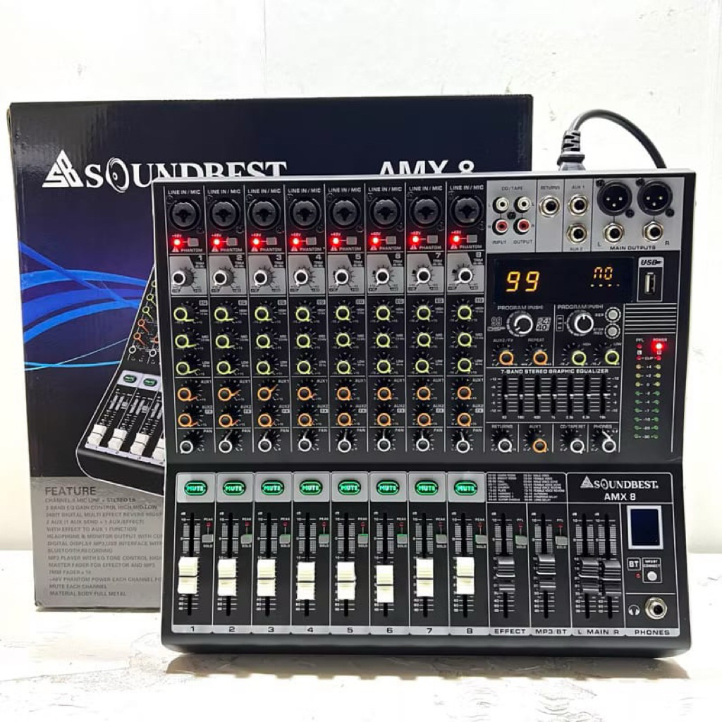 Mixer Soundbest Amx 8 Original Mixer Soundbest 8 Channel Bluetooth Usb