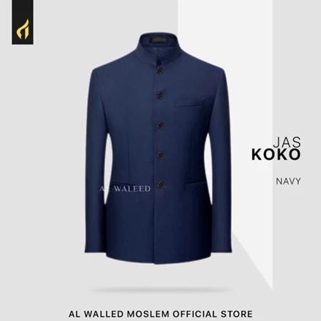 Al Waleed Jasko/Jas Mandarin - Jas Koko Pria Modern Warna Putih