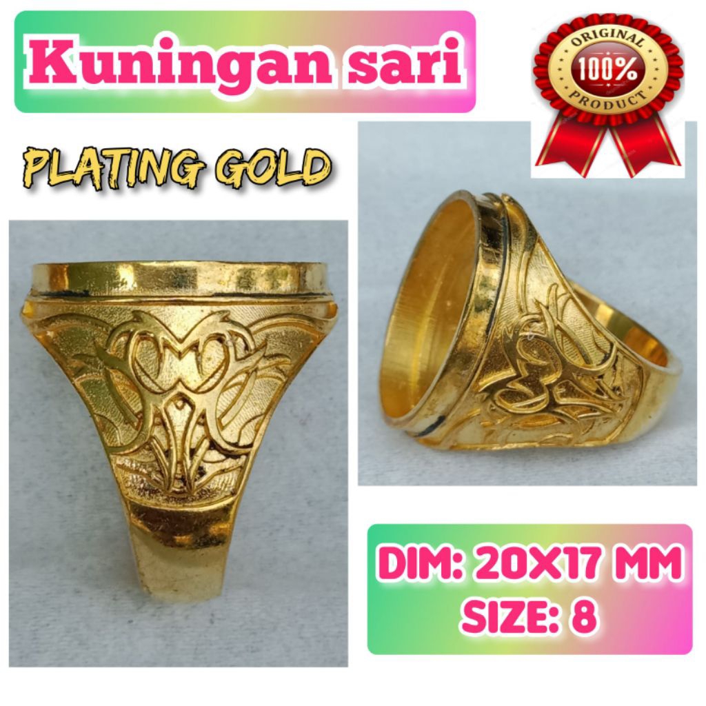 ring emban batu akik dan permata kuningan.01