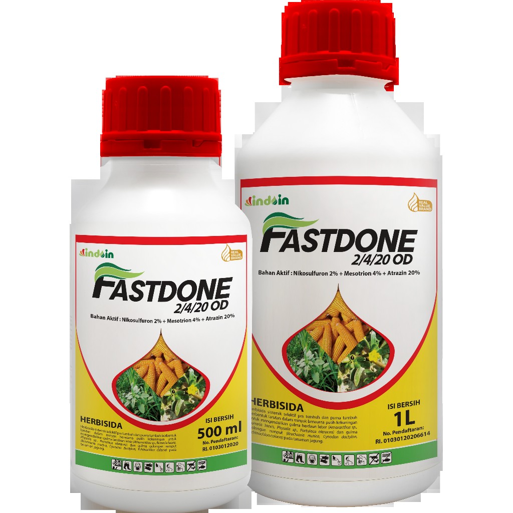 HERBISIDA SELEKTIF JAGUNG FASTDONE 2/4/20 OD (Nicosulfuron: 2% + Mesotrion: 4% + Atrazine: 20%) 1 LI