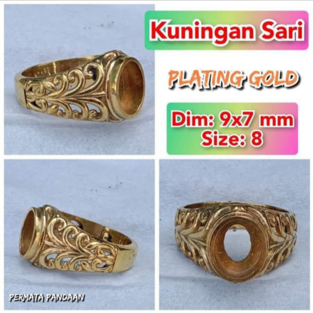ring emban batu akik dan permata kuningan.27