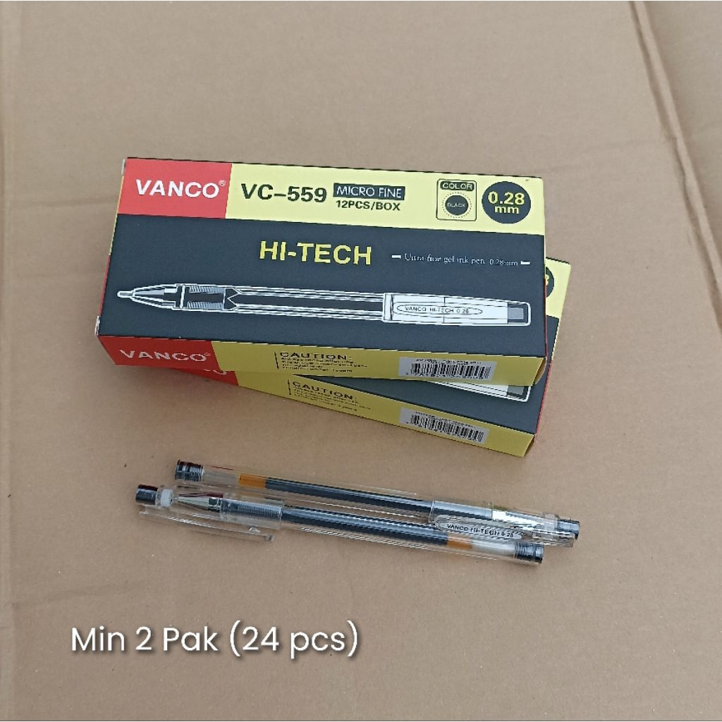 

[ Min 2 Pak ] Pulpen Vanco Hi-Tech 0.28mm – Gel Pen Micro Fine | Harga Tertera 1 Box isi 12 Pcs
