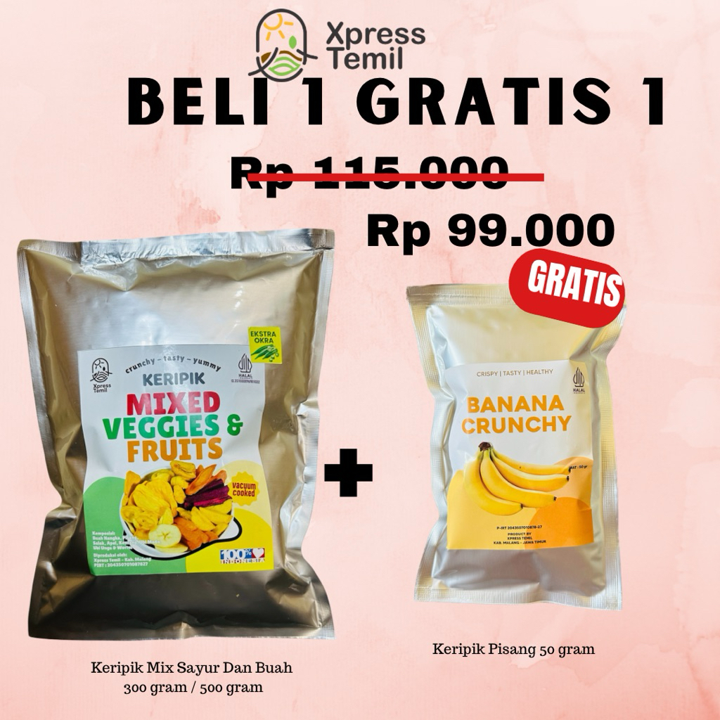

Xpresstemilofficial Keripik Sayur dan Buah Kemasan 300 gram 500 gram Gratis keripik Nangka