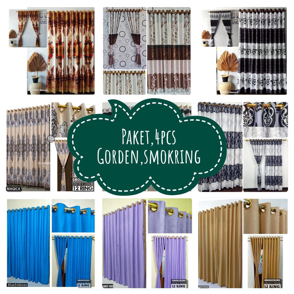 PAKET PROMO 4 PCS GORDEN PINTU DN JENDELA ,RING 10, L 110 X 220CM