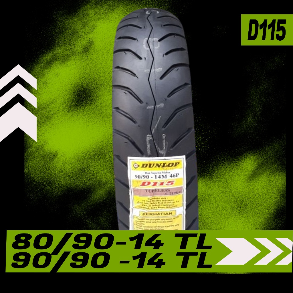 BAN LUAR DUNLOP D115 RING 14 TUBELESS