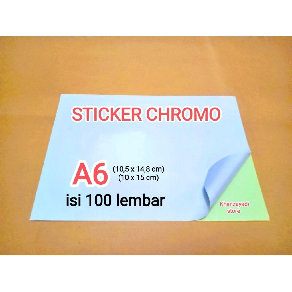 

Kertas stiker chromo glossy A6 isi 100 lembar sticker chromo putih (glossy) A6 high quality