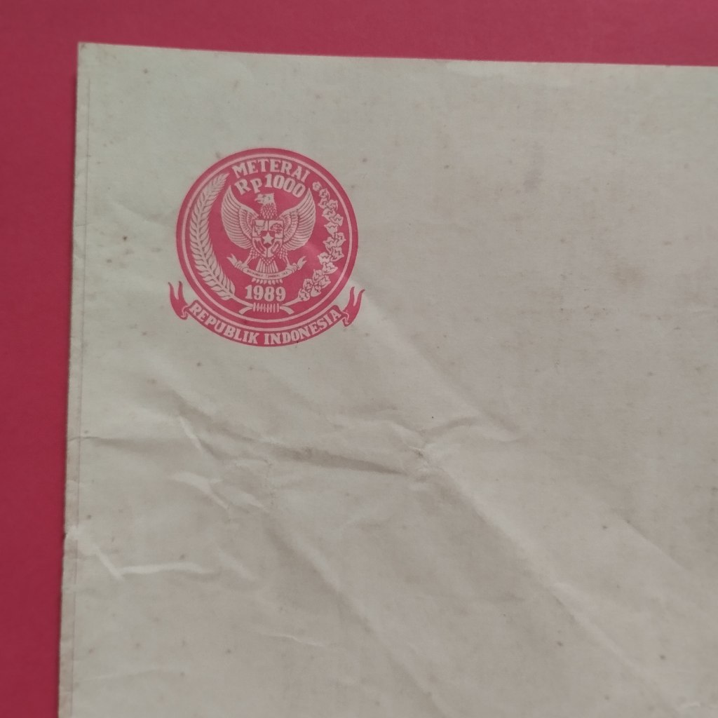 

Kertas Segel Rp 1000 Tahun 1989 Double