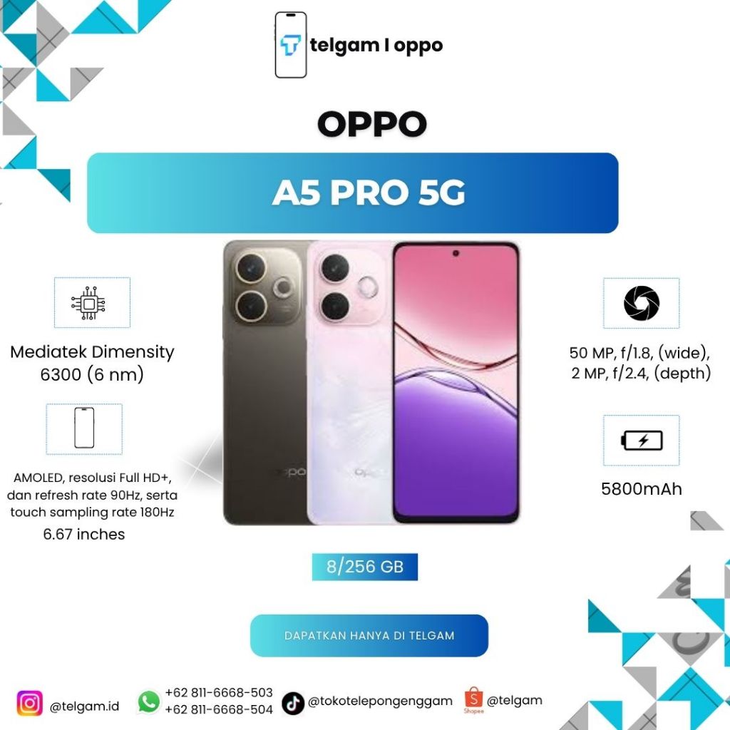 OPPO A5 PRO 5G 8/256 GB - GARANSI RESMI free buds dan oppo care senilai 500ribu