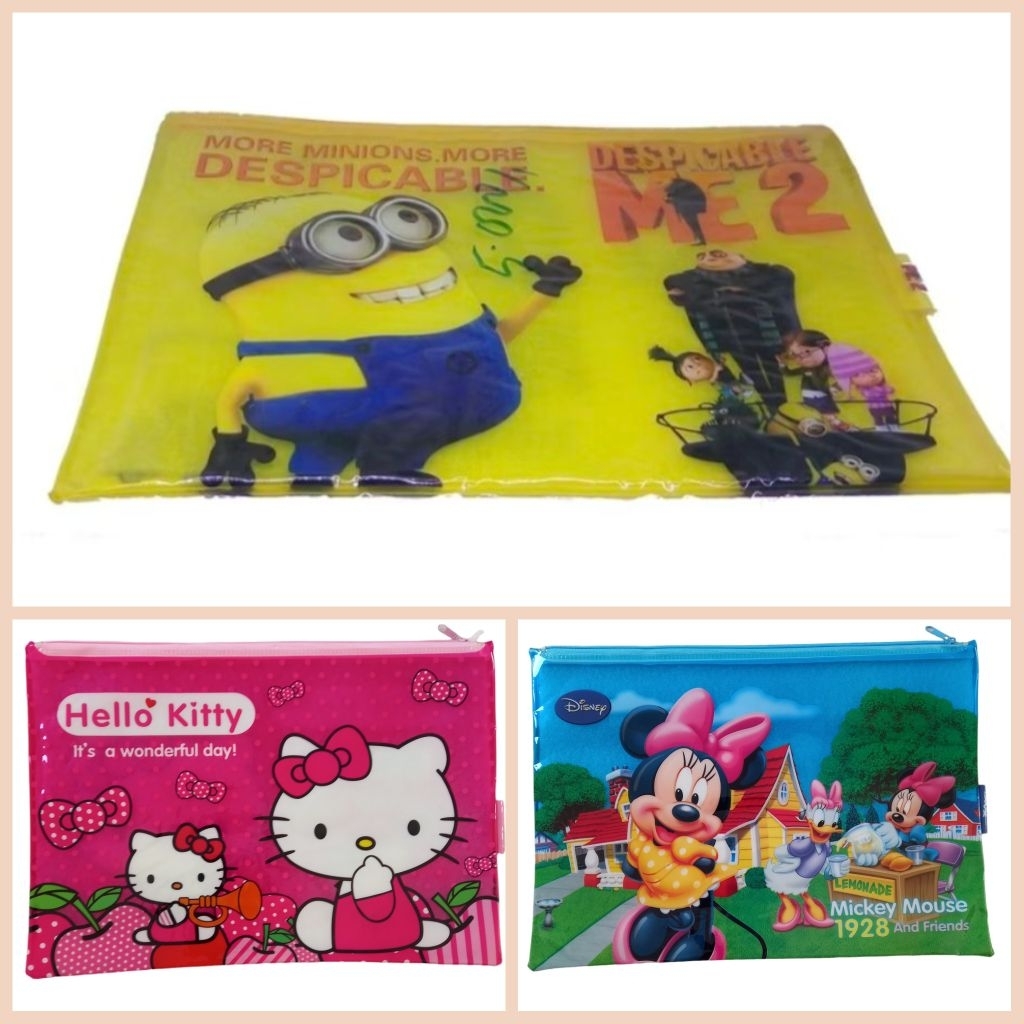 

Map plastik mika tebal hello kitty, minion,, disney mickey minnie (1 pcs) / tas mika minion, disney, minnie resleting / tempat dokumen fancy mika karakter hello kitty, minnie mouse, minion (1 pcs)