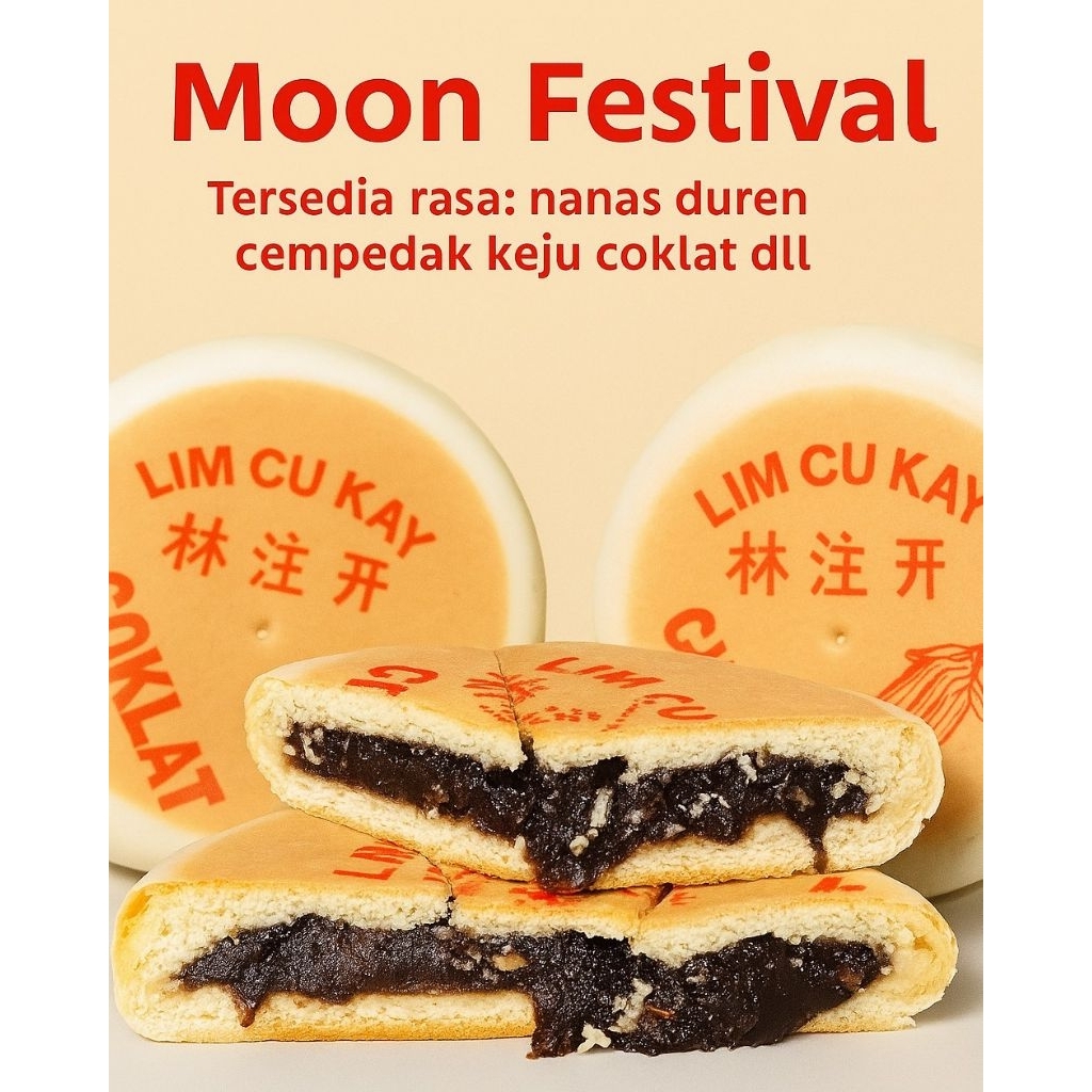 

Tiong Jiu Pia Kue Bulan Mooncake Lim Cu Kai - Halal -PIRT Kue bulan mooncake festival rasa durian coklat nanas cempedak